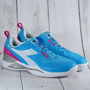 Share Diadora Women`s Blushield Torneo AG Tennis Shoes Sky Blue and White ( 10 )